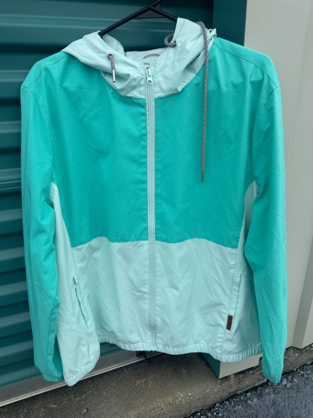Light Teal Two-Tone Windbreaker Jacket - Women's